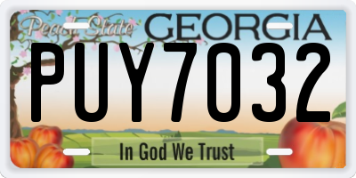 GA license plate PUY7032