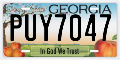 GA license plate PUY7047