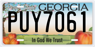 GA license plate PUY7061