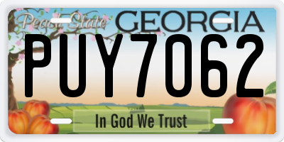 GA license plate PUY7062