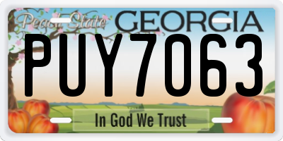 GA license plate PUY7063