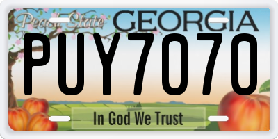 GA license plate PUY7070