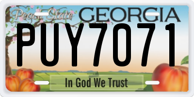 GA license plate PUY7071