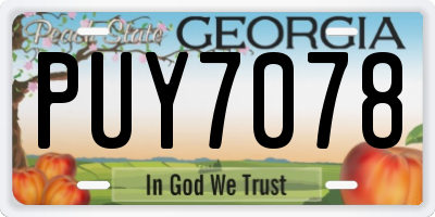 GA license plate PUY7078