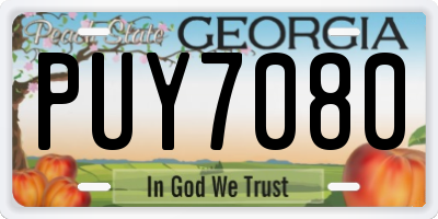 GA license plate PUY7080