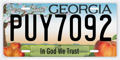 GA license plate PUY7092
