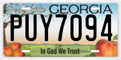 GA license plate PUY7094