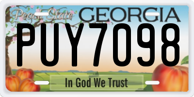 GA license plate PUY7098