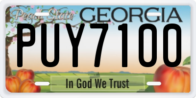 GA license plate PUY7100