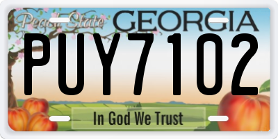 GA license plate PUY7102