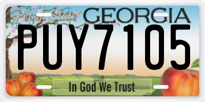 GA license plate PUY7105
