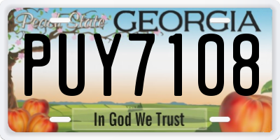 GA license plate PUY7108