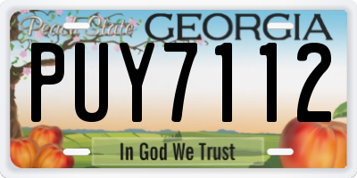 GA license plate PUY7112