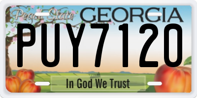 GA license plate PUY7120