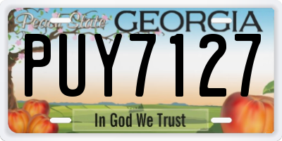 GA license plate PUY7127