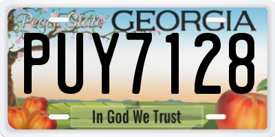 GA license plate PUY7128