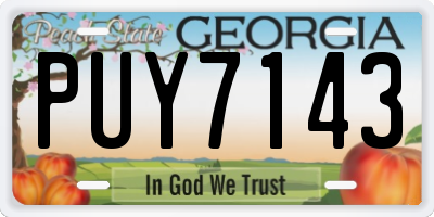 GA license plate PUY7143