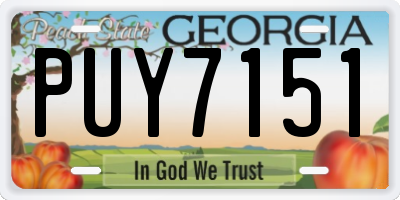 GA license plate PUY7151