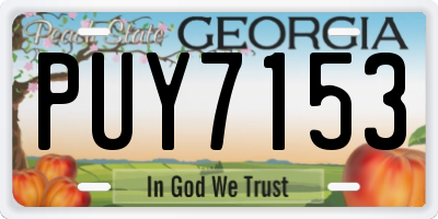 GA license plate PUY7153