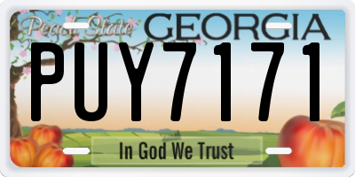 GA license plate PUY7171