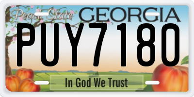 GA license plate PUY7180