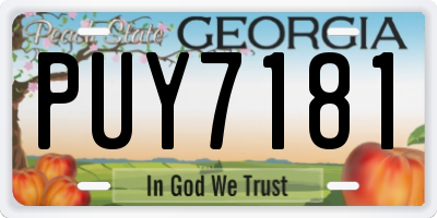 GA license plate PUY7181