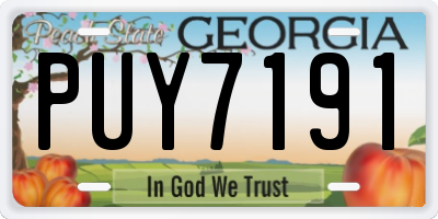 GA license plate PUY7191