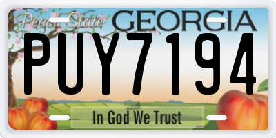 GA license plate PUY7194
