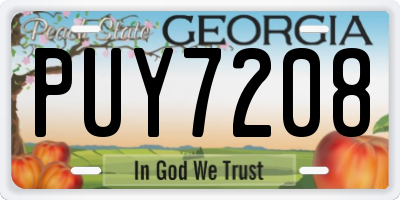 GA license plate PUY7208