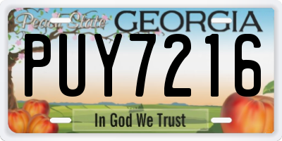 GA license plate PUY7216