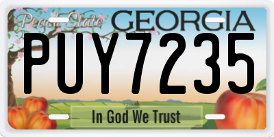 GA license plate PUY7235