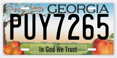 GA license plate PUY7265