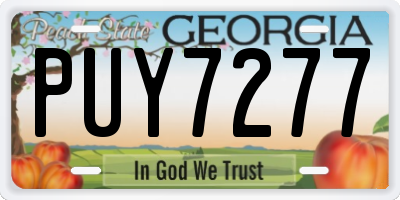 GA license plate PUY7277