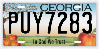GA license plate PUY7283
