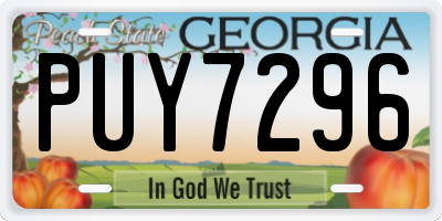 GA license plate PUY7296