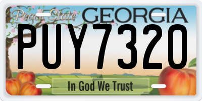GA license plate PUY7320