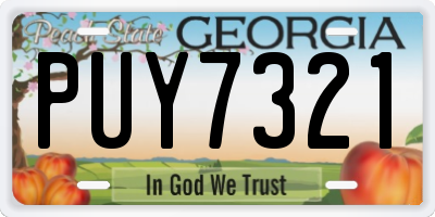 GA license plate PUY7321