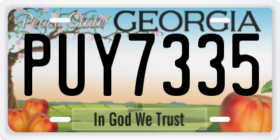 GA license plate PUY7335