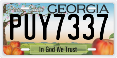 GA license plate PUY7337