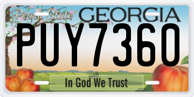 GA license plate PUY7360