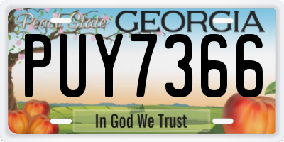 GA license plate PUY7366