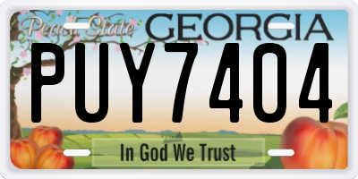 GA license plate PUY7404