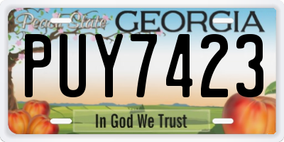 GA license plate PUY7423