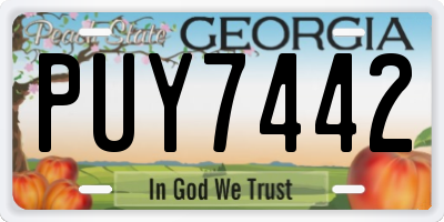 GA license plate PUY7442