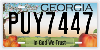 GA license plate PUY7447