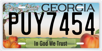 GA license plate PUY7454