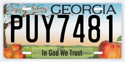 GA license plate PUY7481