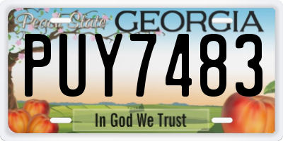 GA license plate PUY7483