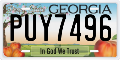GA license plate PUY7496