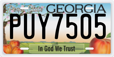 GA license plate PUY7505